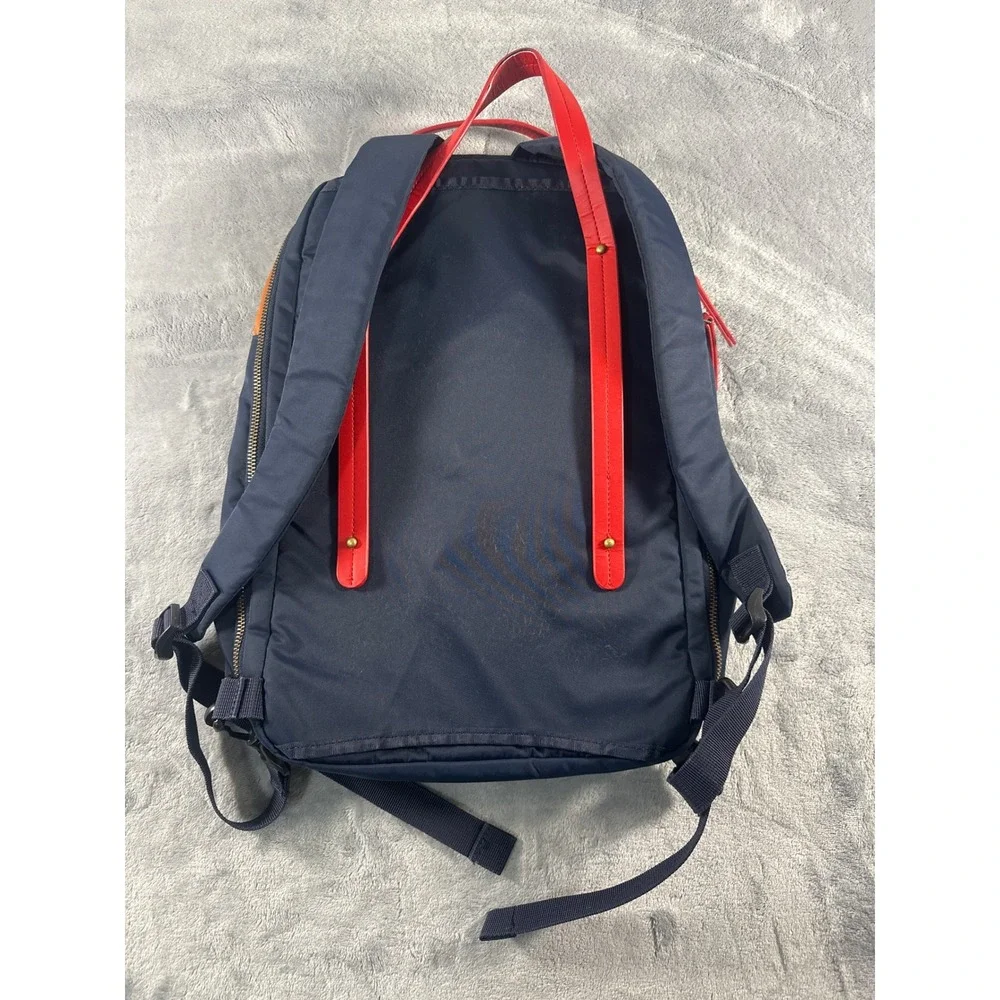 Epic Backpack Navy Blue Orange Colorblock Nylon Laptop Travel Bag Red Trim